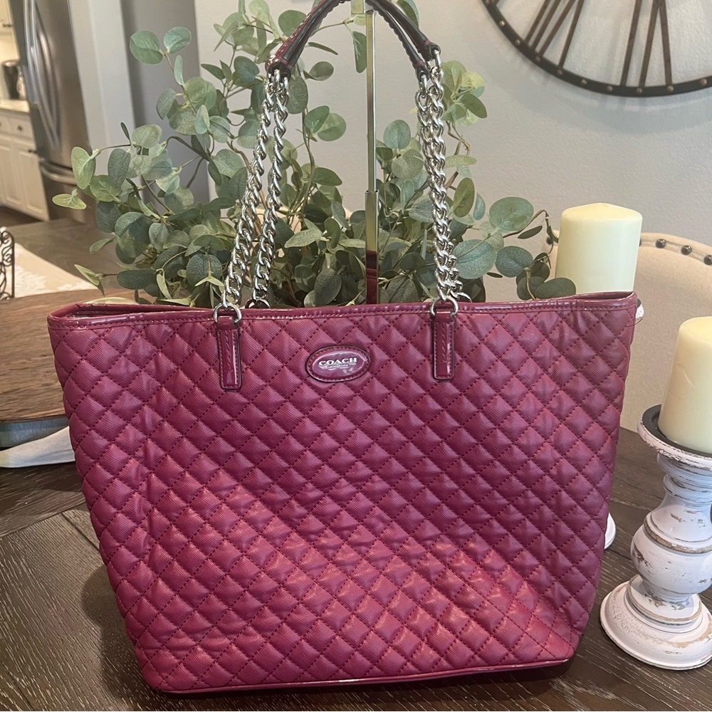 Coach Metro Quilted Burgundy Tote